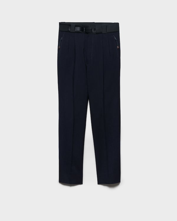 Wool pants with technical details - Navy Wool pants with technical details - Navy