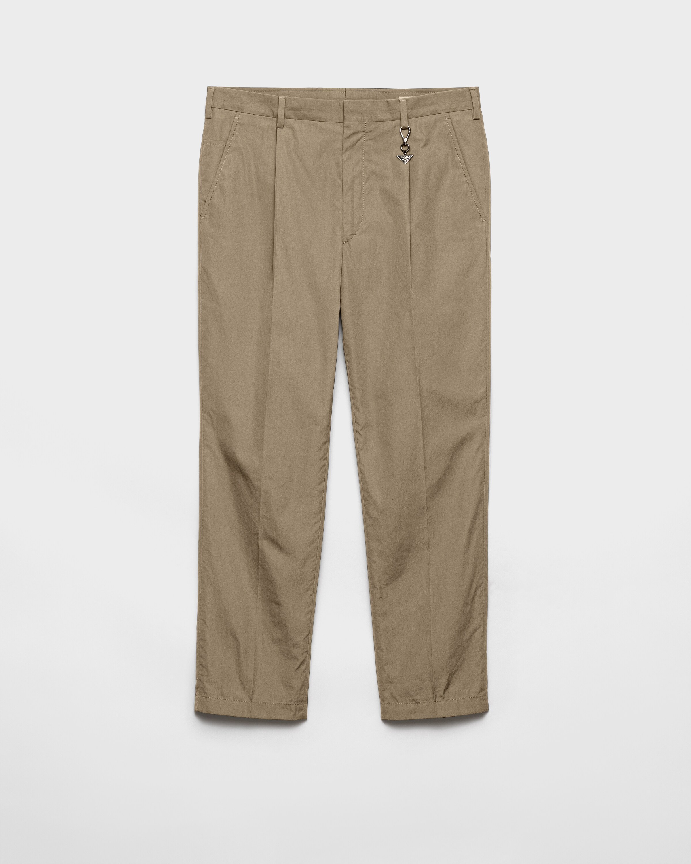 Prada Cotton Pants With Key Ring, Man, Clay Grey, Size 52