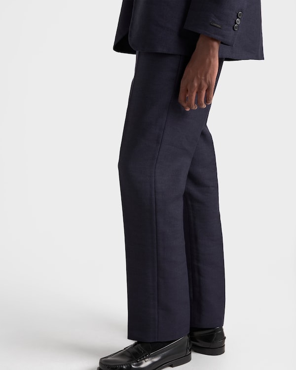 リネンブレンド パンツ - ネイビー リネンブレンド パンツ - ネイビー