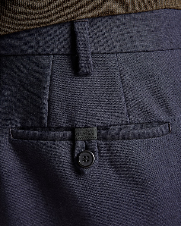 リネンブレンド パンツ - ネイビー リネンブレンド パンツ - ネイビー