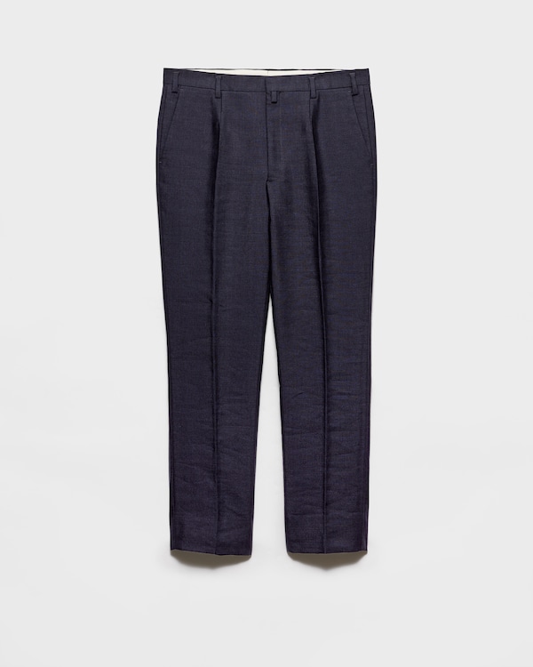 リネンブレンド パンツ - ネイビー リネンブレンド パンツ - ネイビー