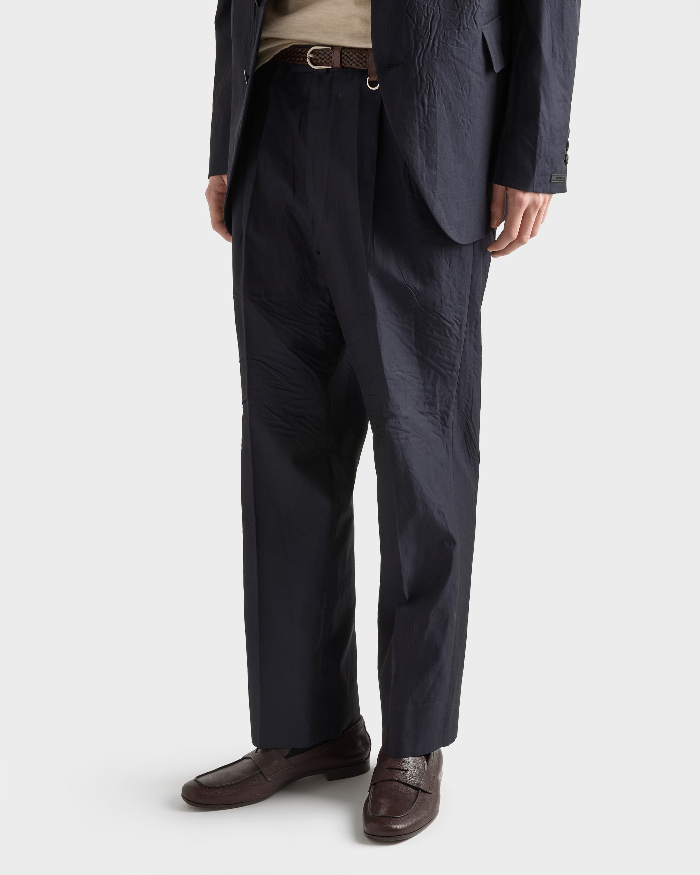 Navy Cotton And Silk Pants | PRADA