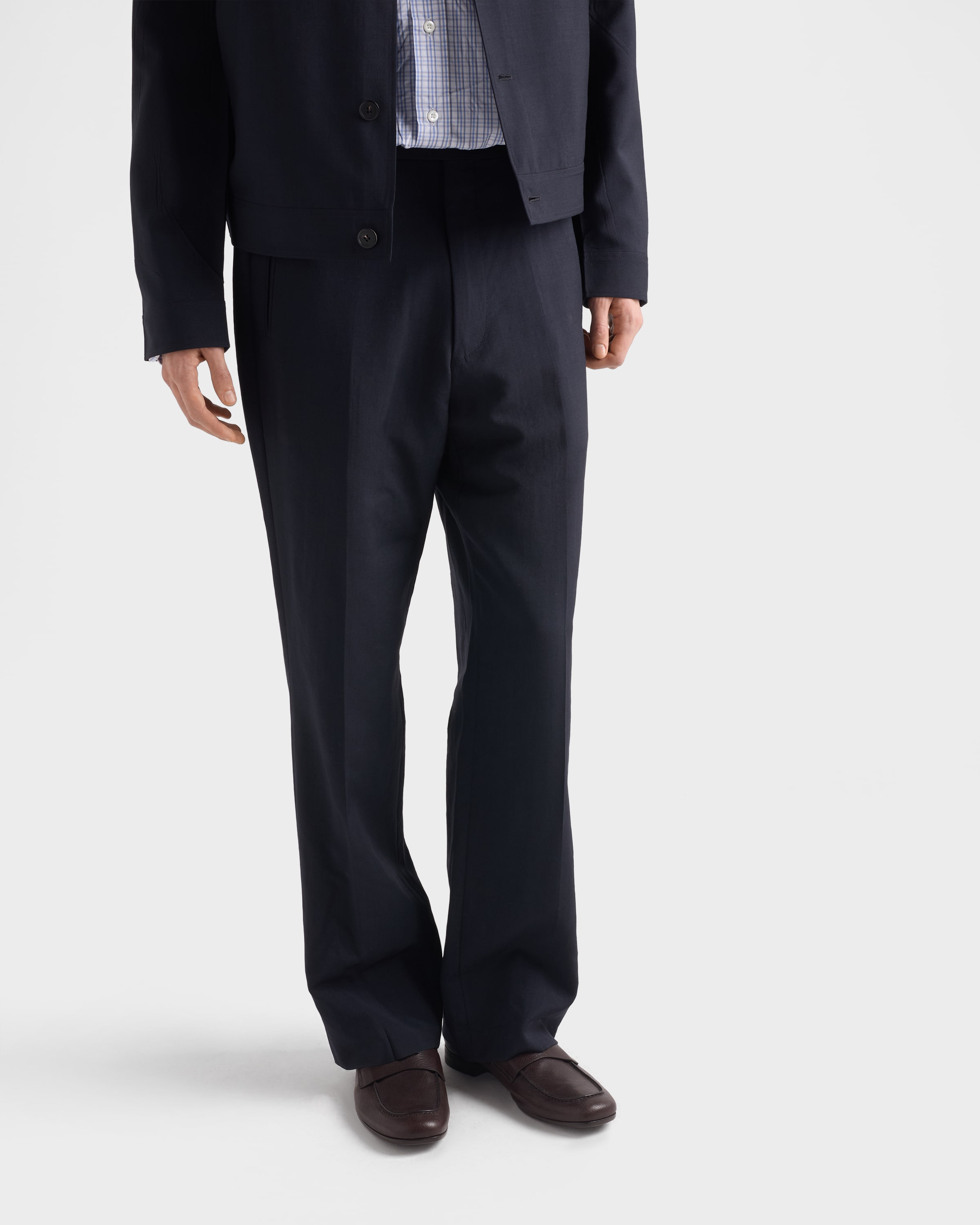 ネイビー ウール モヘア パンツ | PRADA