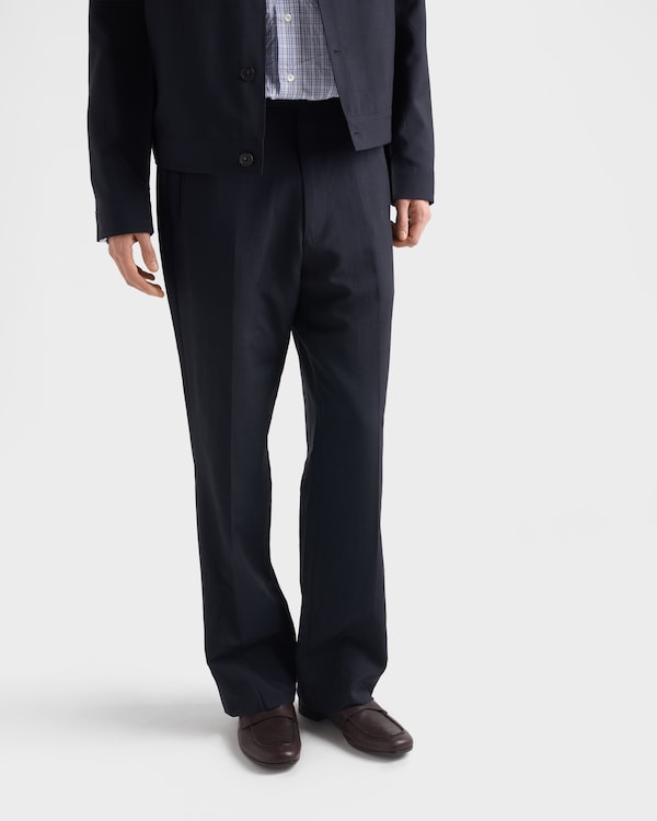 Pantalon en laine et mohair - Bleu Pantalon en laine et mohair - Bleu