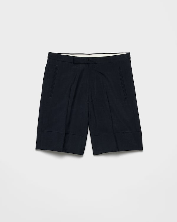 Mohair and wool Bermudas - Navy Mohair and wool Bermudas - Navy