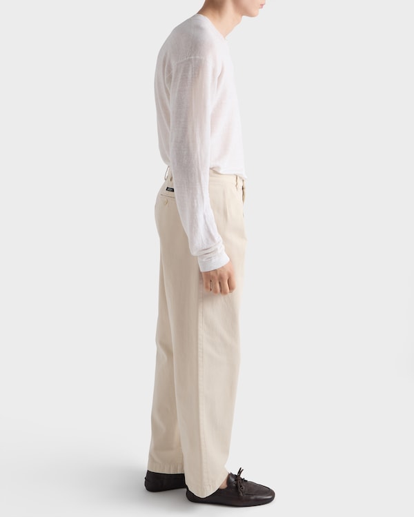 阔腿棉质长裤 - 沙黄色 阔腿棉质长裤 - 沙黄色