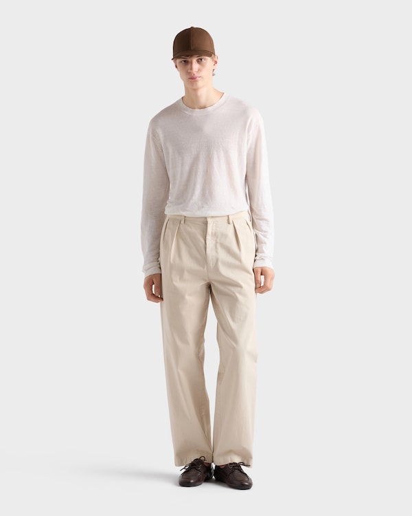 阔腿棉质长裤 - 沙黄色 阔腿棉质长裤 - 沙黄色