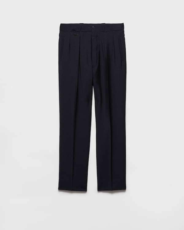 Pantalon en laine mohair - Bleu Pantalon en laine mohair - Bleu