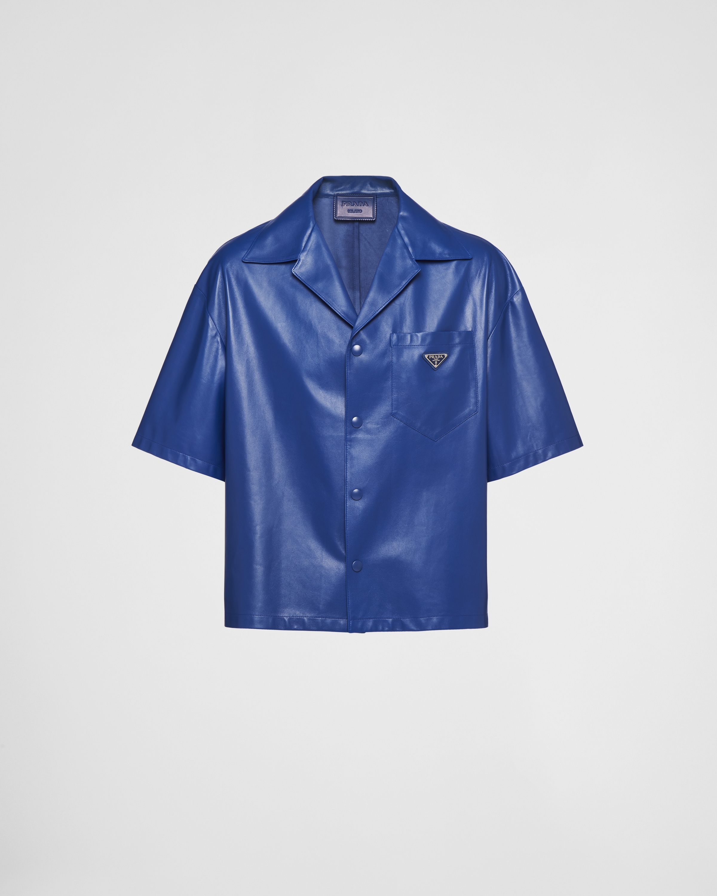 Blue leather shirt clearance