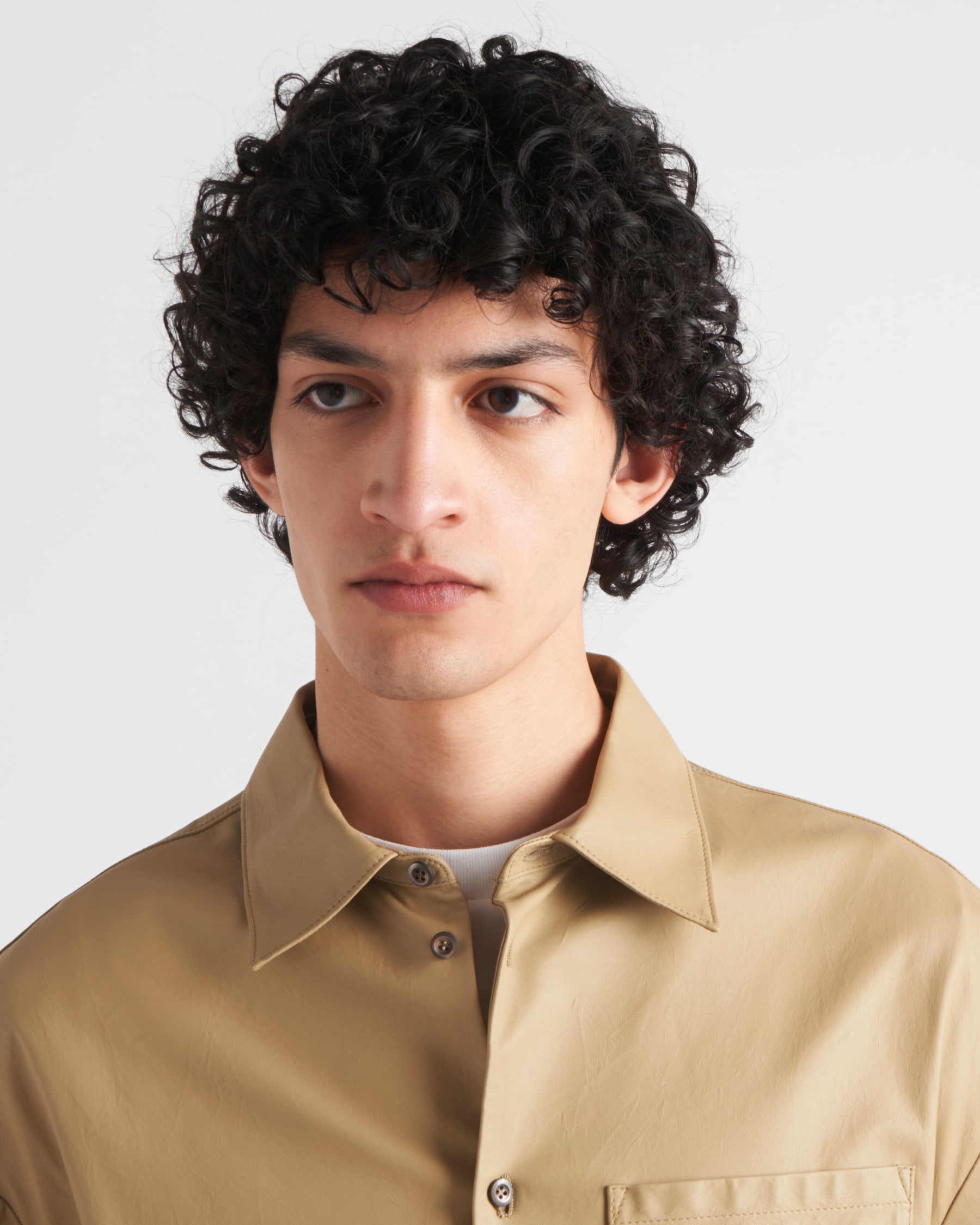 Khaki leather shirt prada