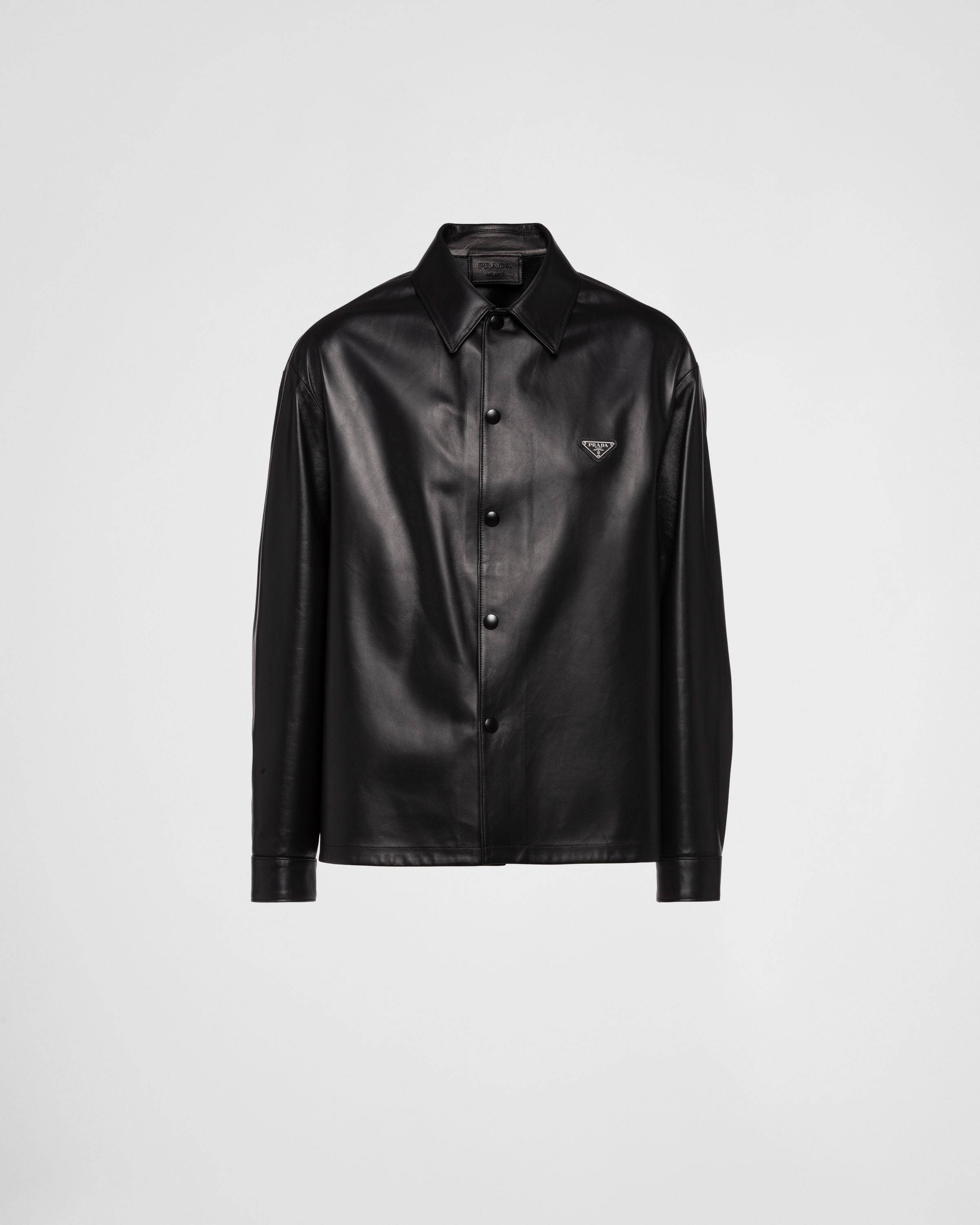 Prada Camisa De Napa, Hombre, Negro, Talla 52