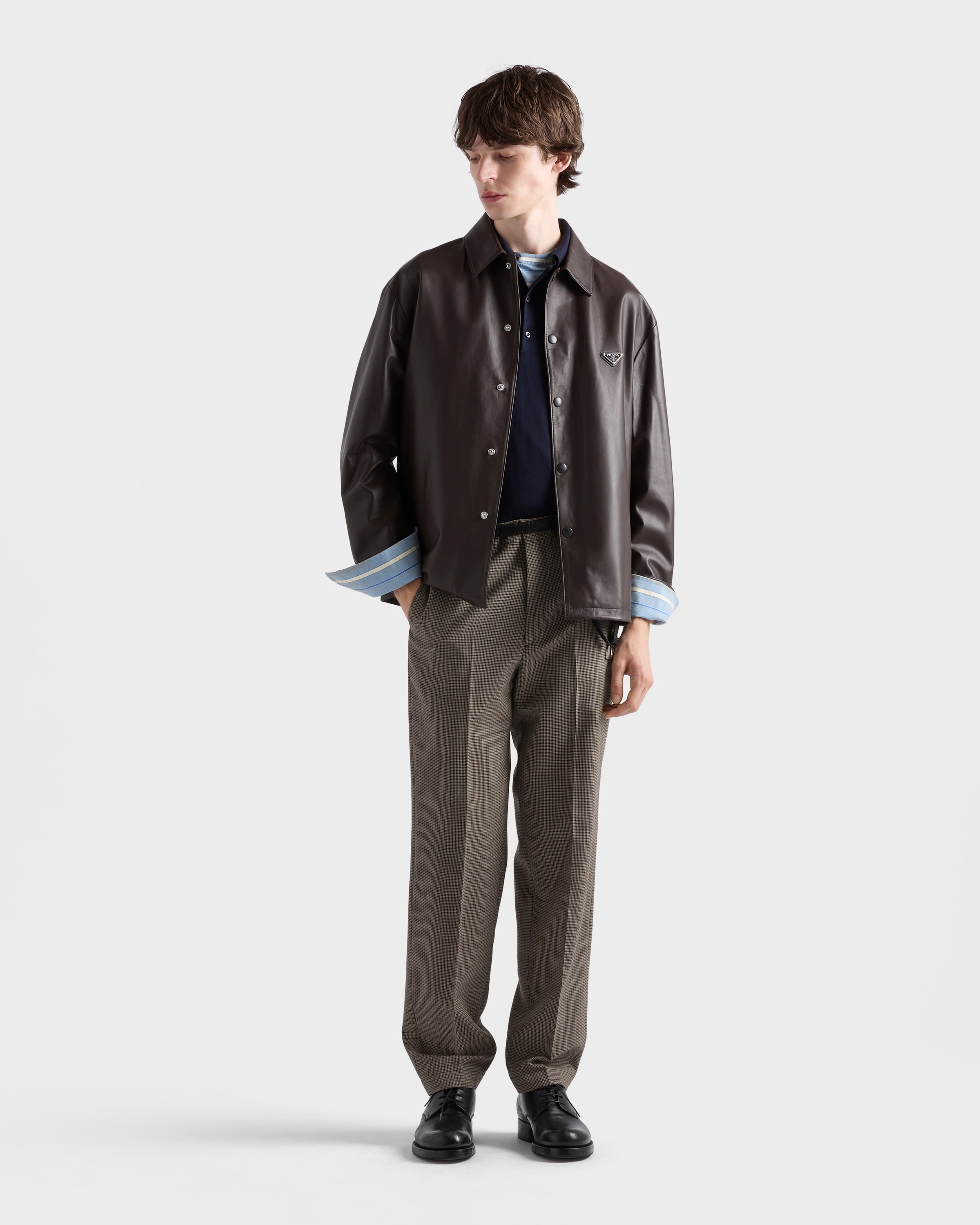 Dark Brown Nappa Leather Shirt | PRADA - Japan