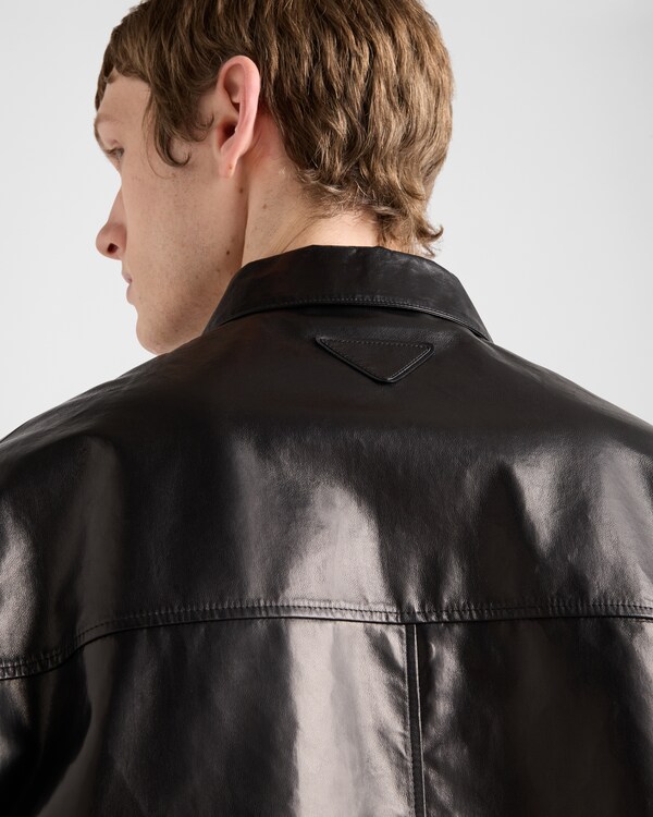 Chemise en cuir nappa et tissu Chemise en cuir nappa et tissu