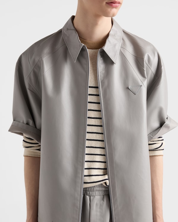 Short-sleeved nappa leather shirt - Granite Gray Short-sleeved nappa leather shirt - Granite Gray
