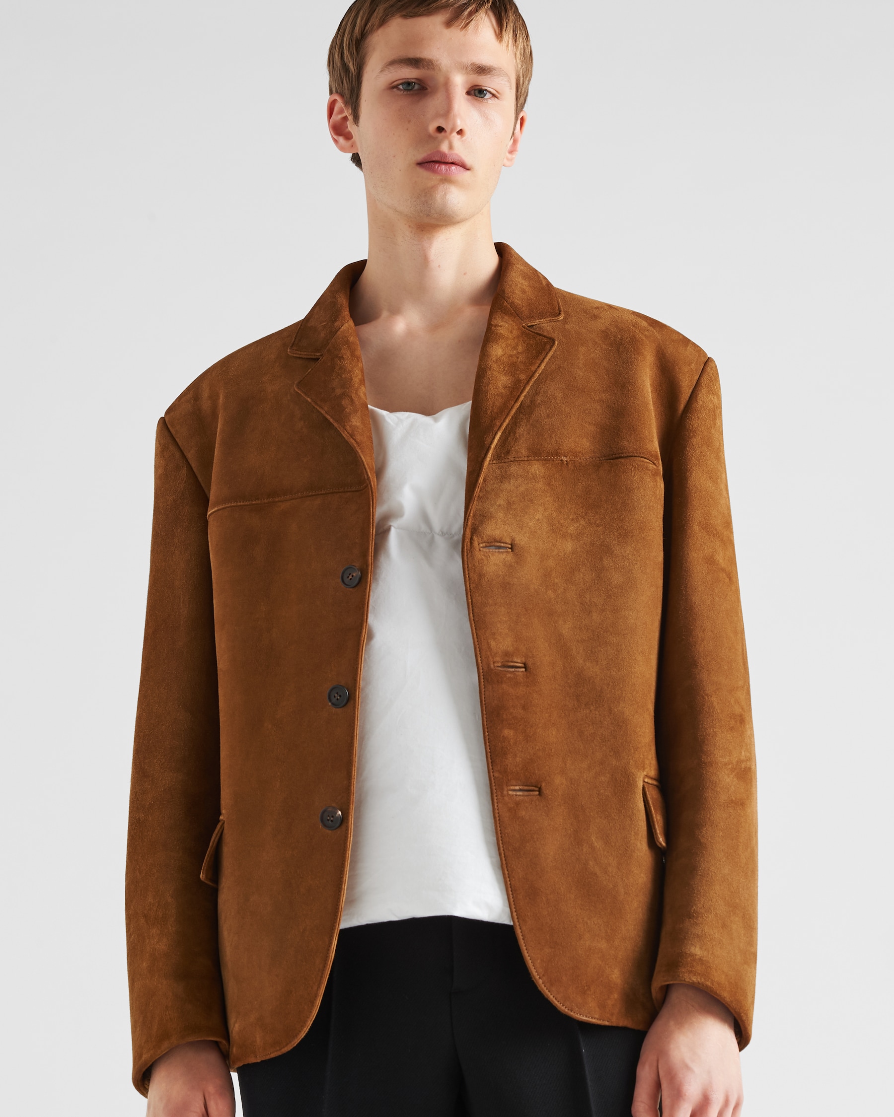 PRADA 25S SUEDE LAPEL JACKET 554