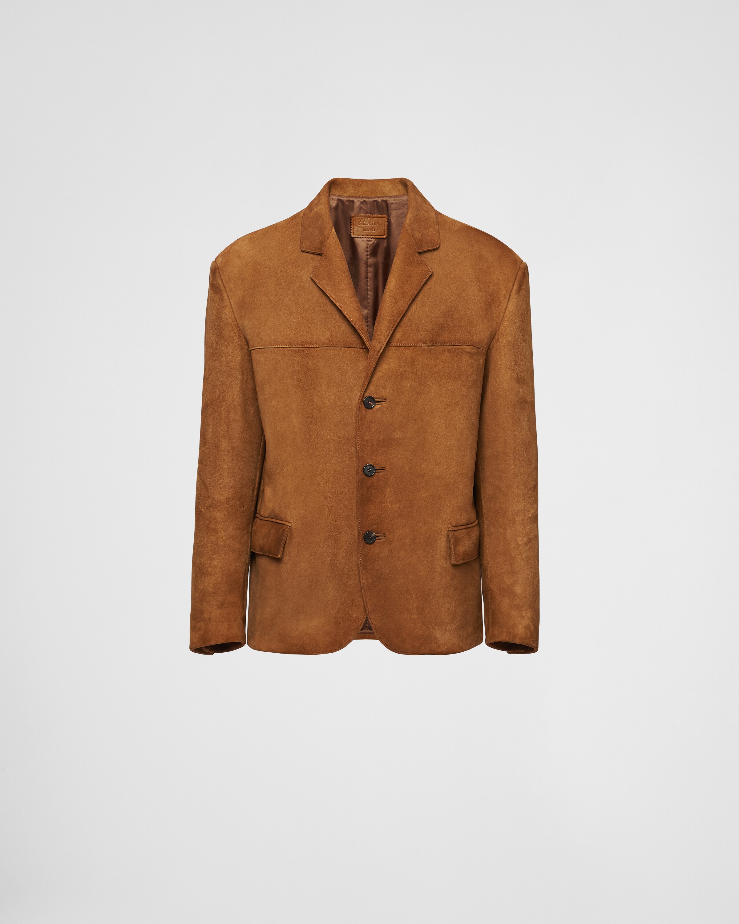 Prada Single-breasted Suede Blazer In Brown