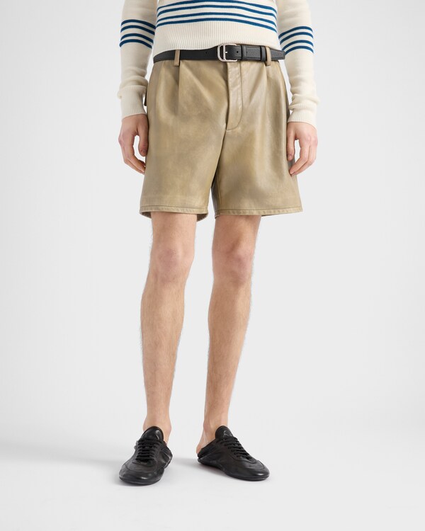 Nappa leather Bermudas - Colonial Beige Nappa leather Bermudas - Colonial Beige