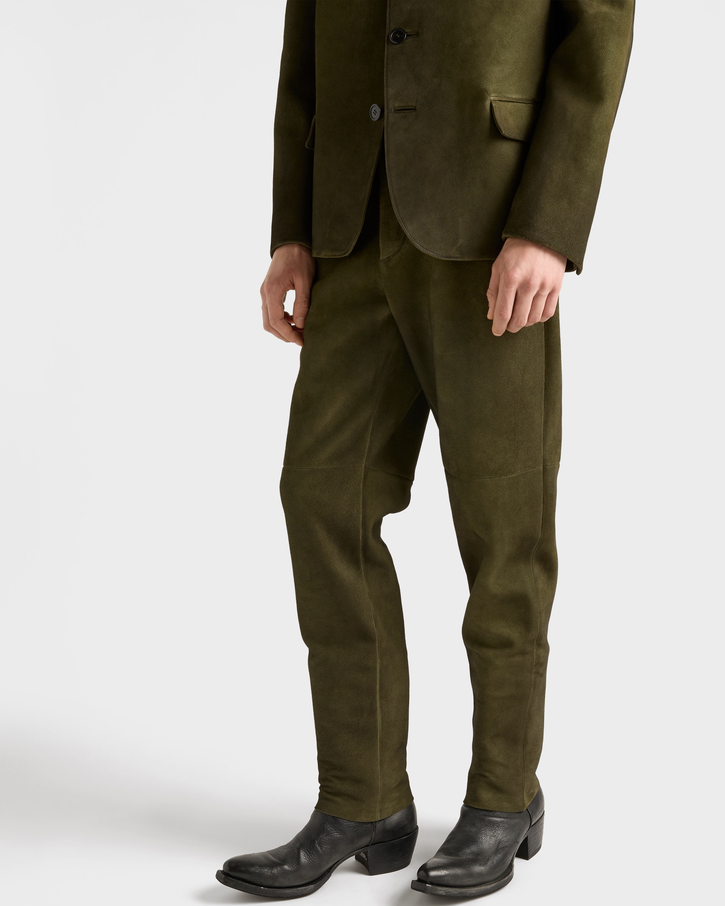 Prada Suede Pants In Green