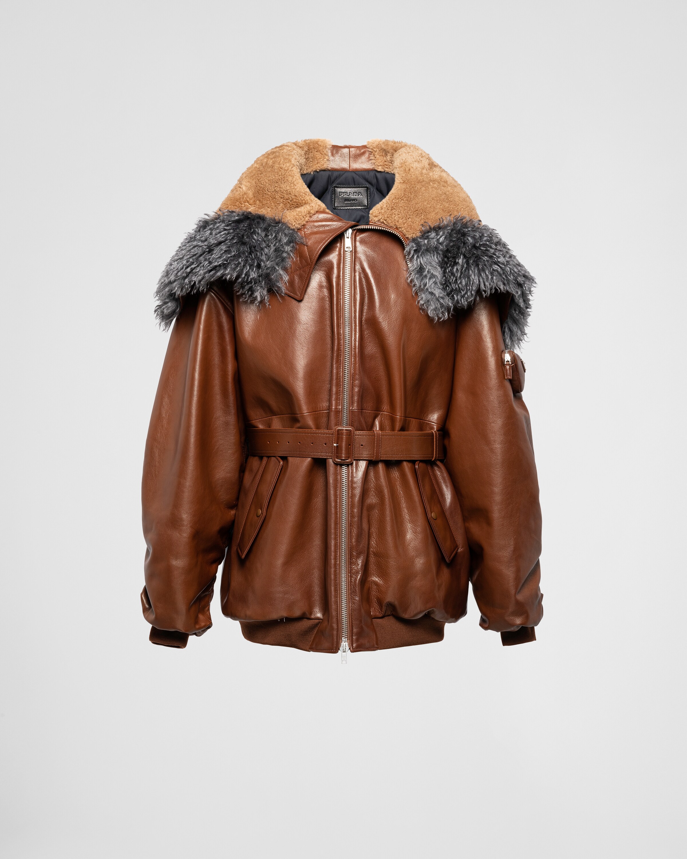 Prada leather bomber clearance jacket