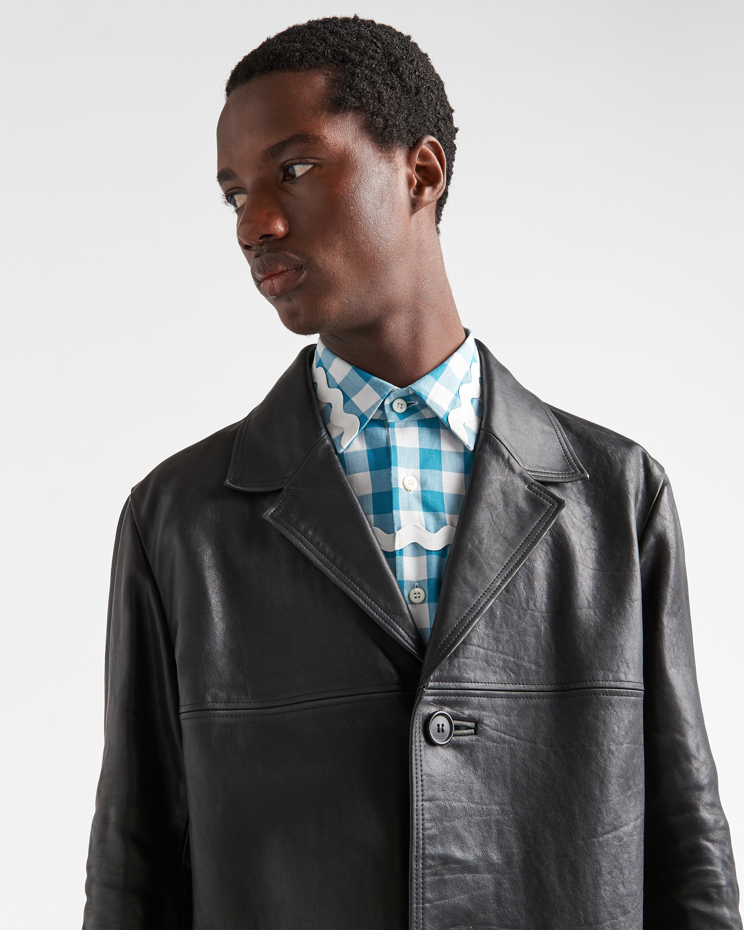 Leather pea coat