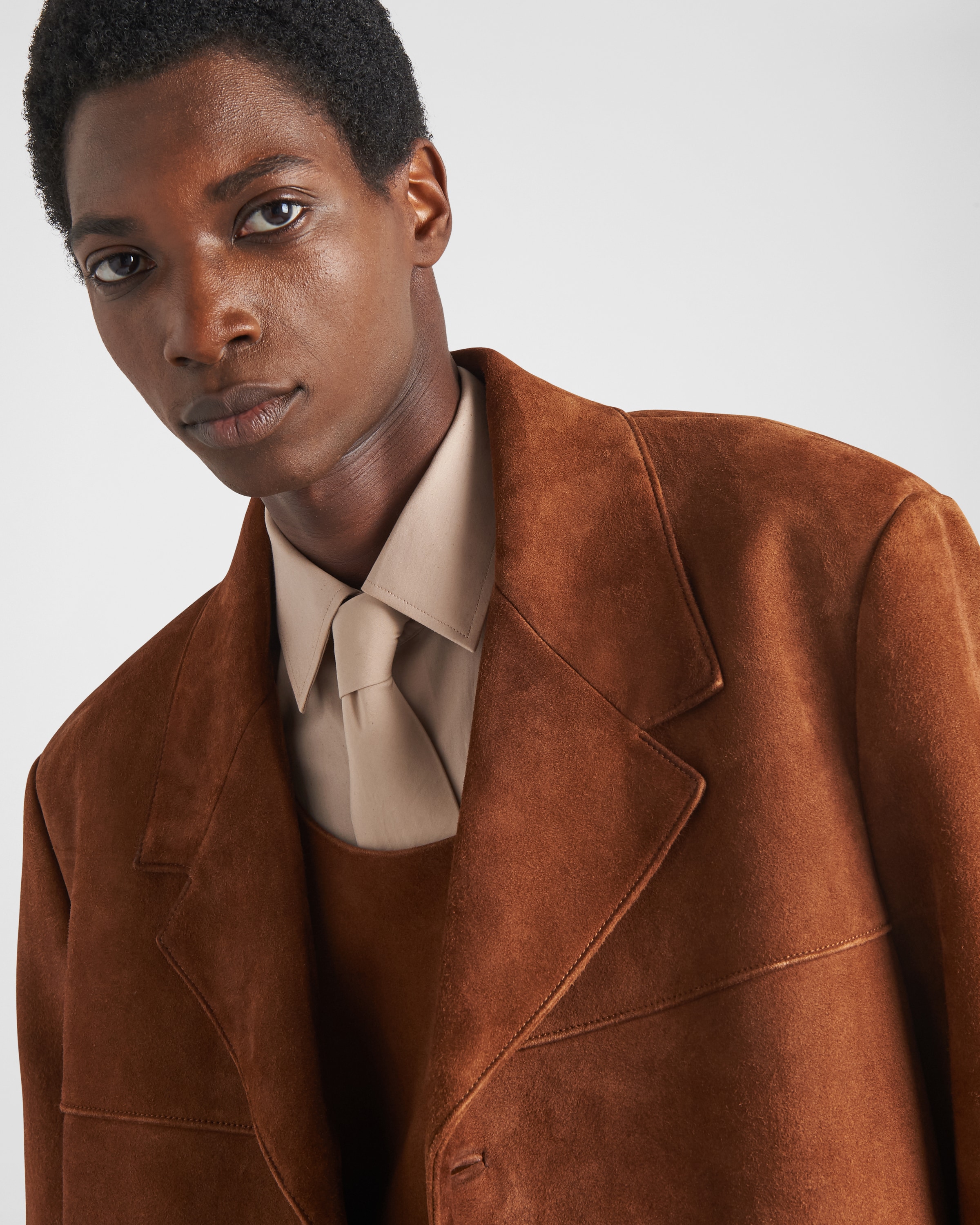 Prada suede coat sales