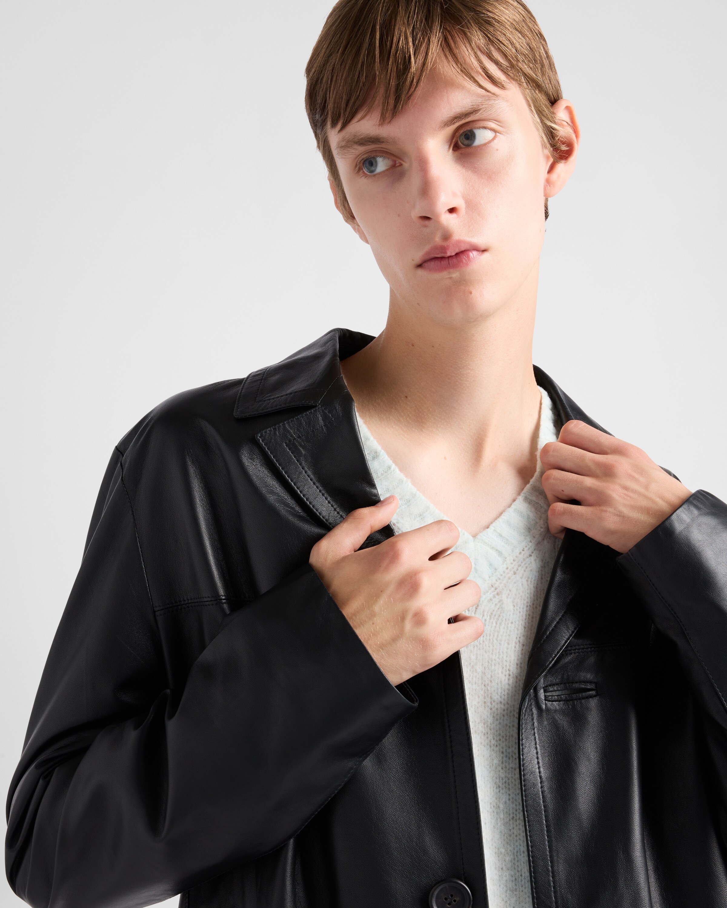 レザージャケット・コート PRADA Black nappa leather padded jacket (58A049FLY F0002) Prada Nappa Leather Jacket | Saks Fifth Avenue