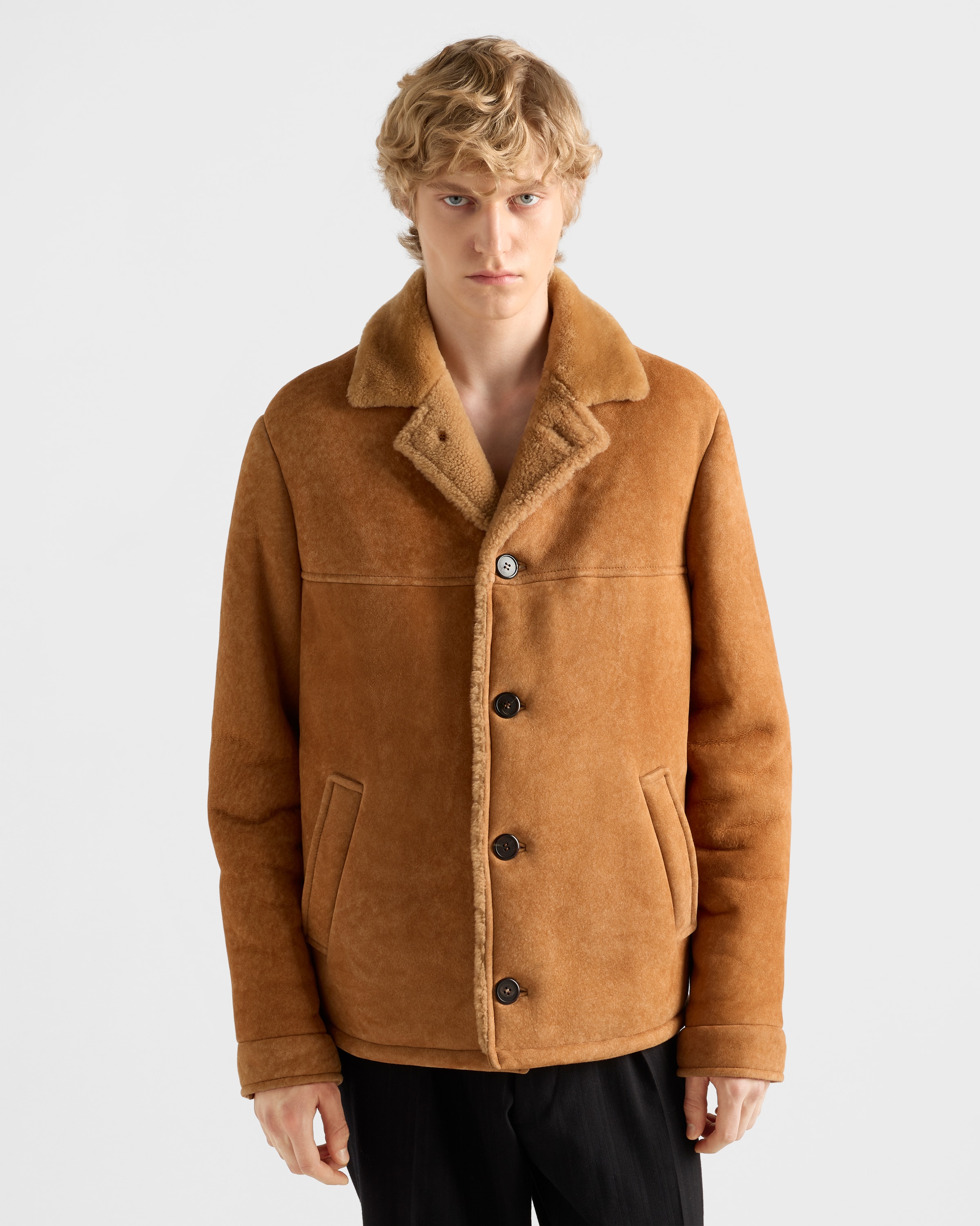 Shearling caban jacket