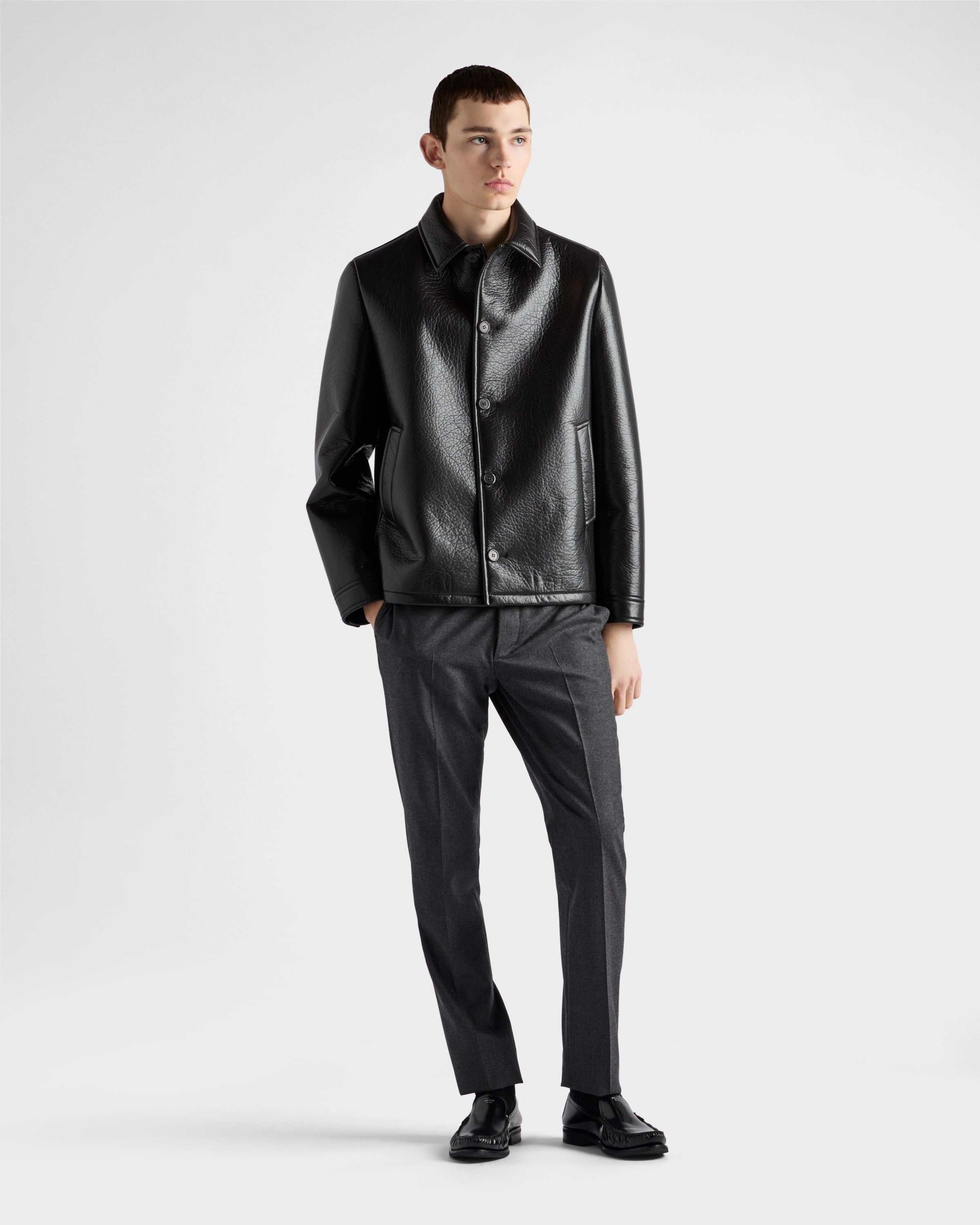 【日本入手困難】プラダ Leather caban jacket アウター Black Nappa leather caban jacket | PRADA