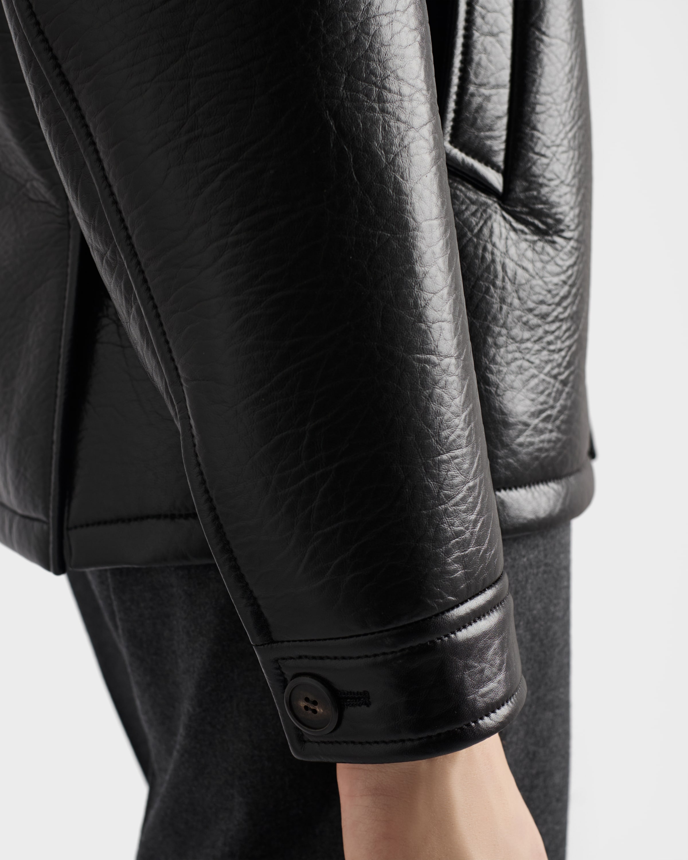 【日本入手困難】プラダ Leather caban jacket アウター Black Nappa leather caban jacket | PRADA