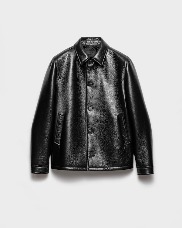 Black Leather bomber jacket | PRADA