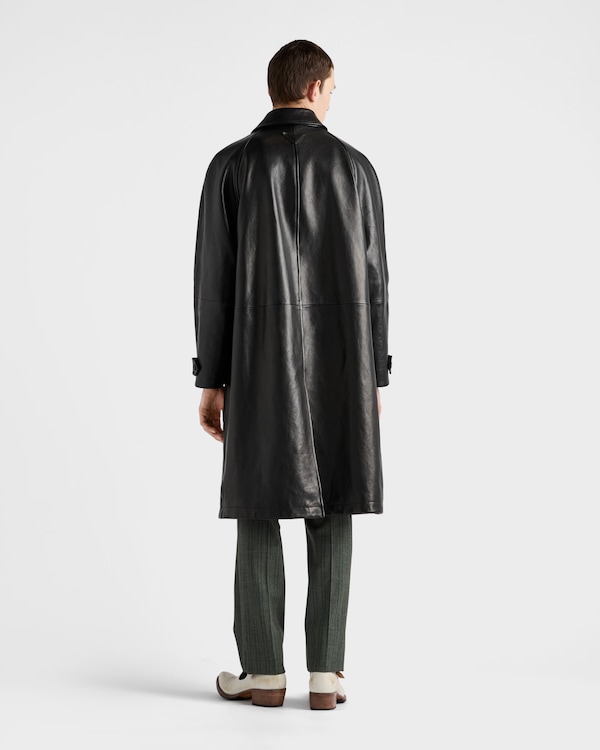 特大尺寸皮革大褸 - 黑色 特大尺寸皮革大褸 - 黑色