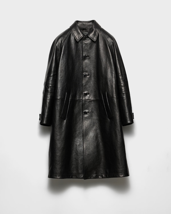 特大尺寸皮革大褸 - 黑色 特大尺寸皮革大褸 - 黑色