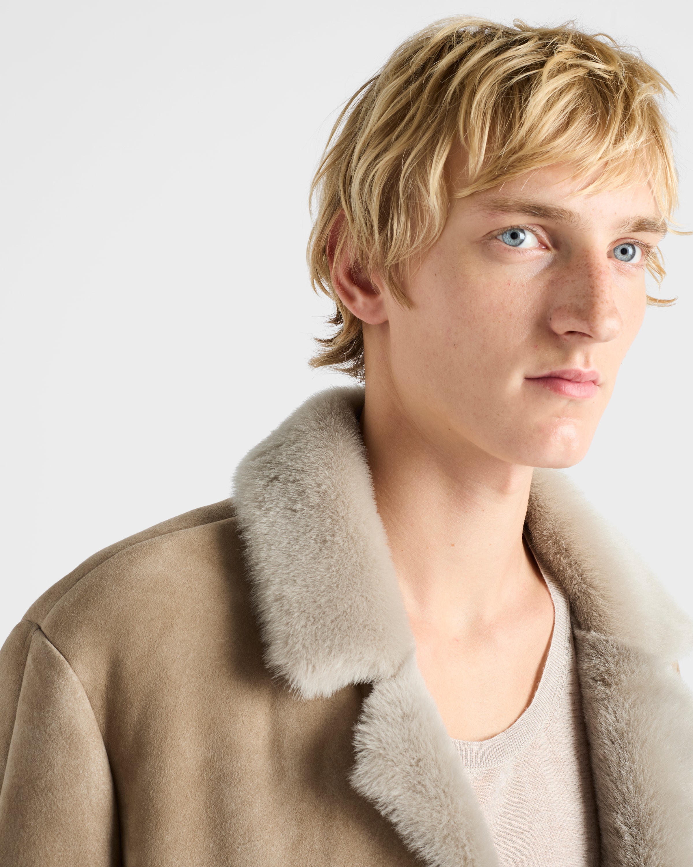 Pumice Stone Shearling Coat | PRADA - United States
