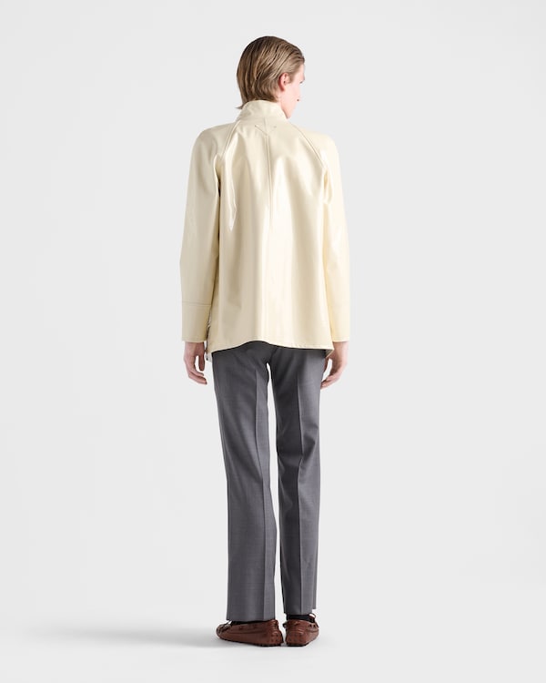 Shiny nappa leather caban jacket - Ivory Shiny nappa leather caban jacket - Ivory