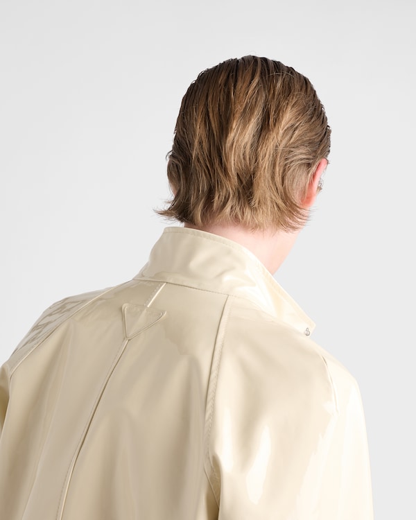 Shiny nappa leather caban jacket - Ivory Shiny nappa leather caban jacket - Ivory