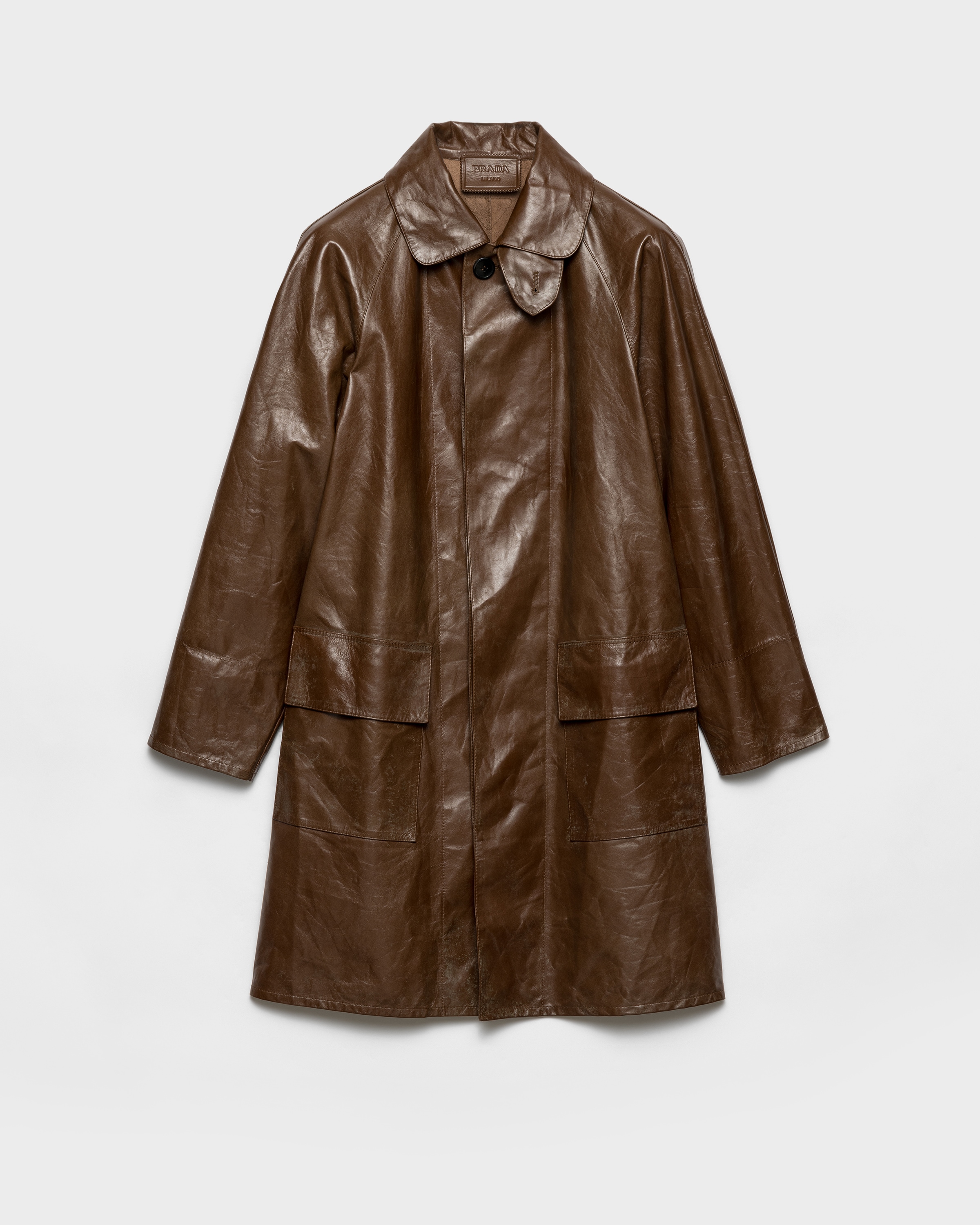 Palisander Leather coat | PRADA - Monaco
