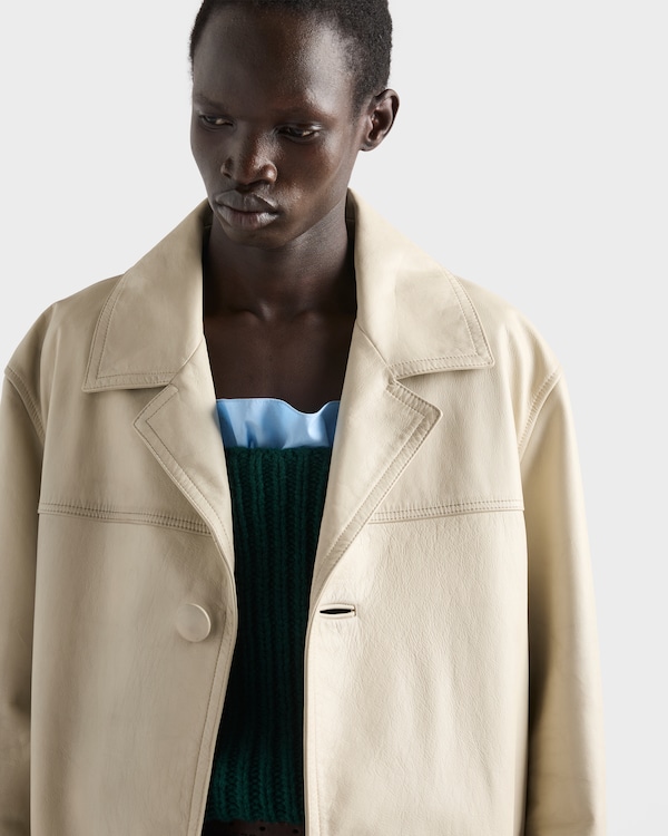 Leather coat - Marfil Leather coat - Marfil