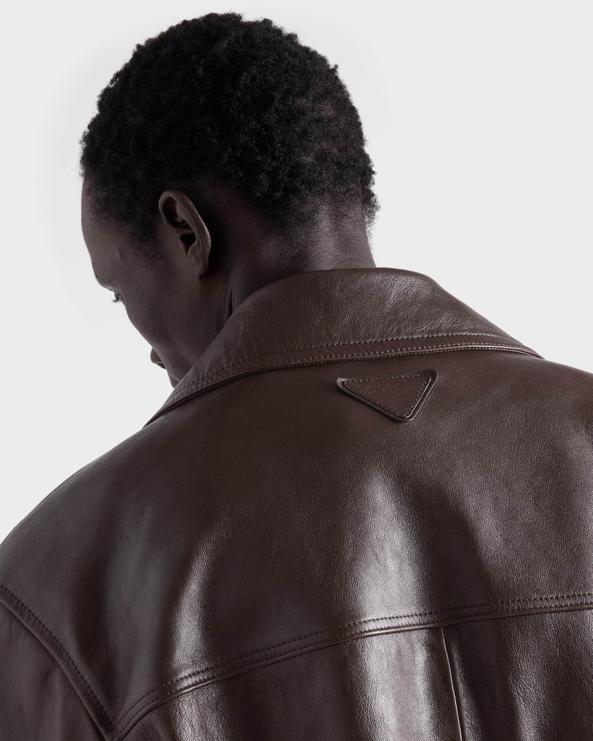 Coffee Nappa Leather Caban Jacket | PRADA - United States
