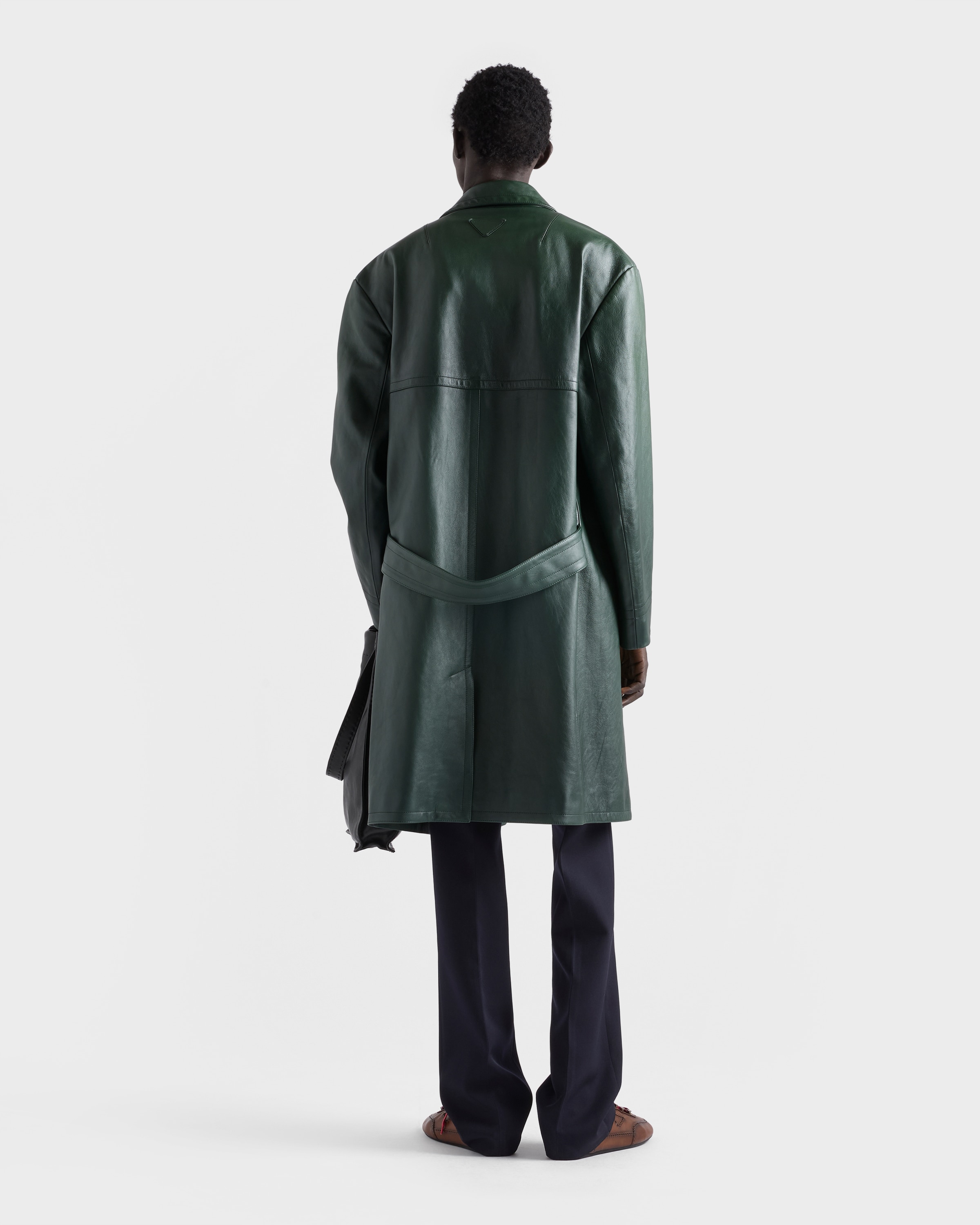 Emerald Green Leather Coat | PRADA - United States