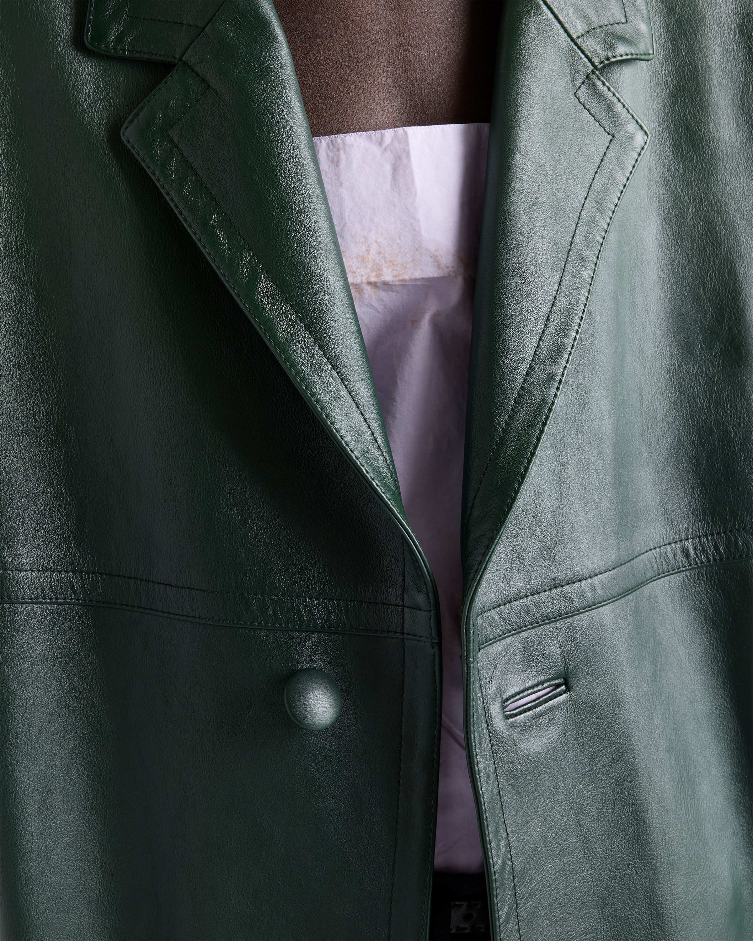 Emerald Green Leather Coat | PRADA - United States