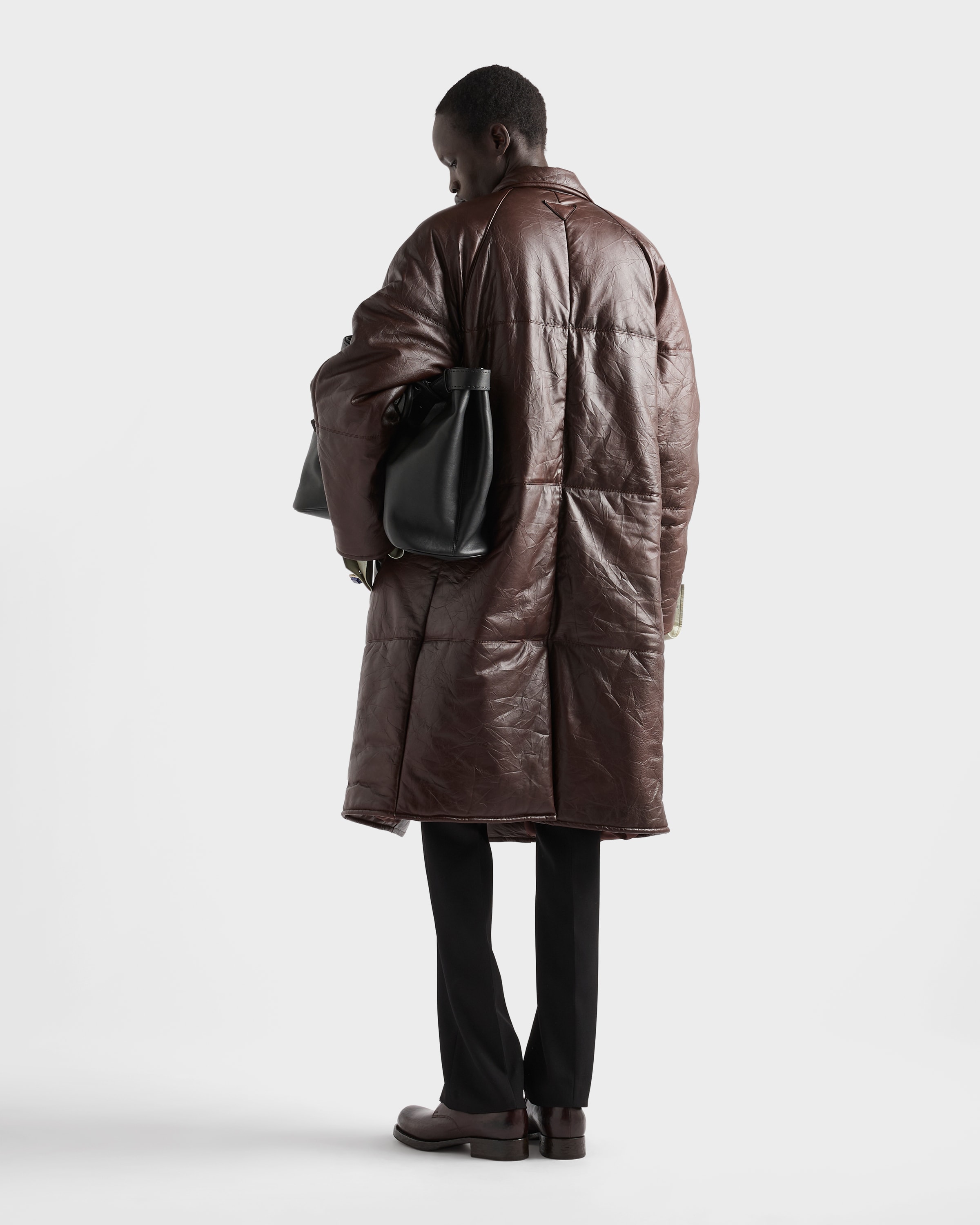 ココアブラウン パデッドナッパレザー コート | PRADA - 日本