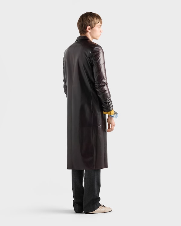 Nappa leather coat - Plum Nappa leather coat - Plum