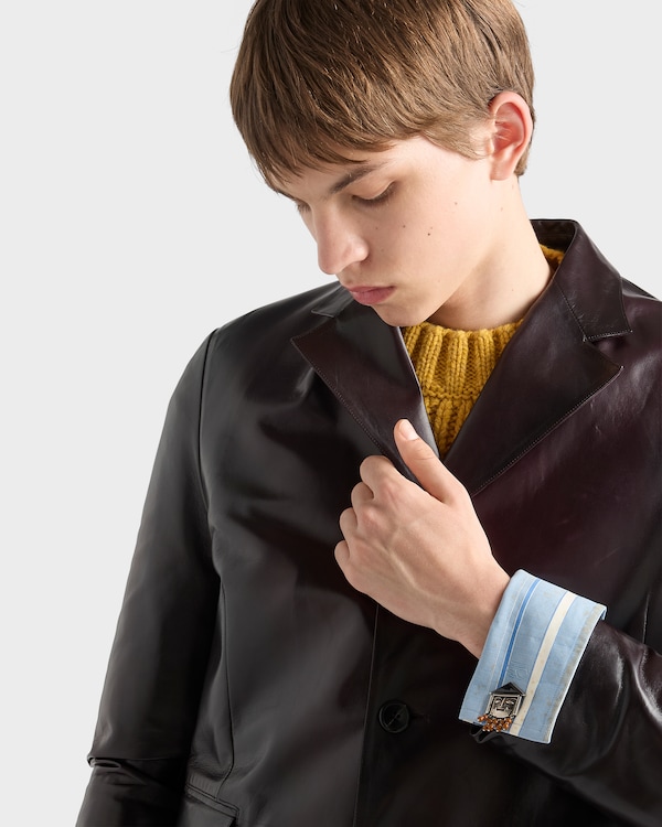 Nappa leather coat - Plum Nappa leather coat - Plum