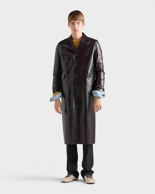 Nappa leather coat - Plum Nappa leather coat - Plum