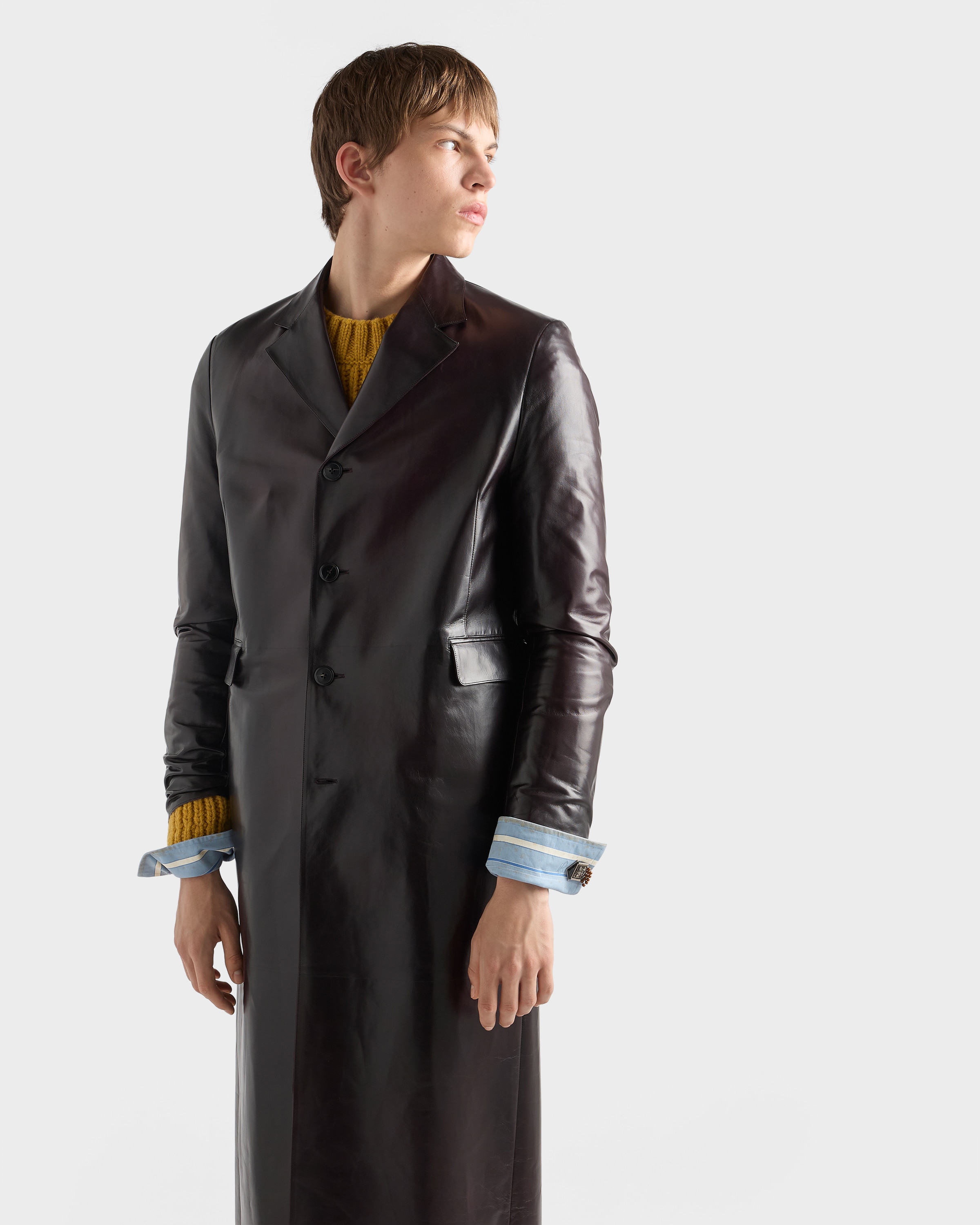 Plum Nappa Leather Coat | PRADA - United States