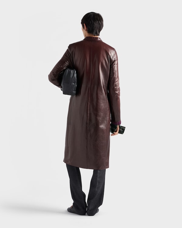 Double-breasted nappa leather coat - Cocoa Brown Double-breasted nappa leather coat - Cocoa Brown