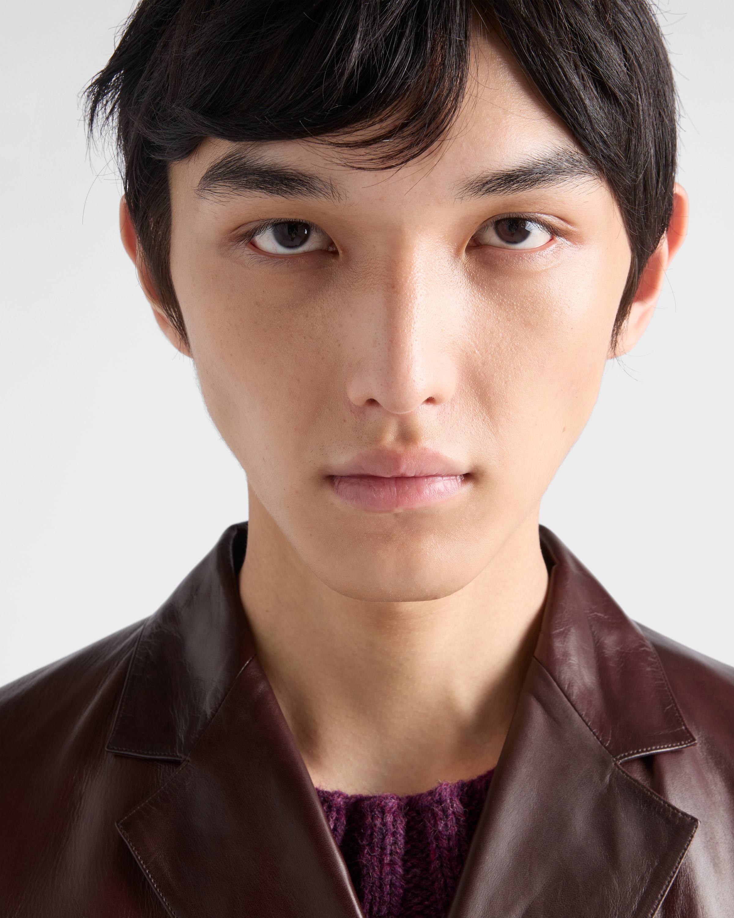 ココアブラウン ダブルブレスト ナッパレザー コート | PRADA - 日本