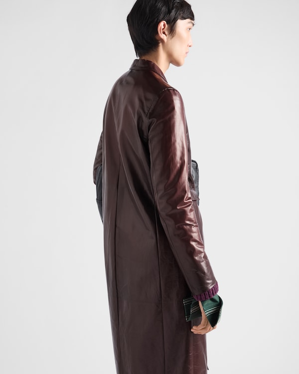Double-breasted nappa leather coat - Cocoa Brown Double-breasted nappa leather coat - Cocoa Brown