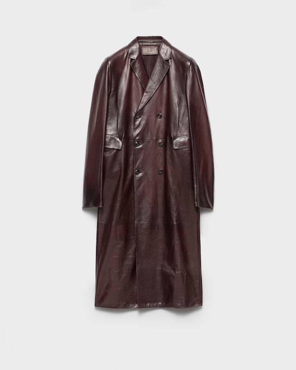 Double-breasted nappa leather coat - Cocoa Brown Double-breasted nappa leather coat - Cocoa Brown