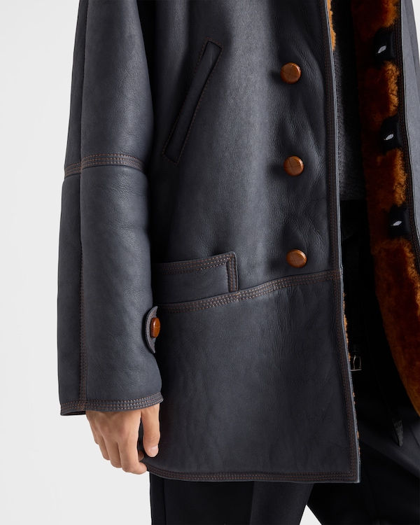 Shearling coat - Air Force Blue/Cognac Shearling coat - Air Force Blue/Cognac